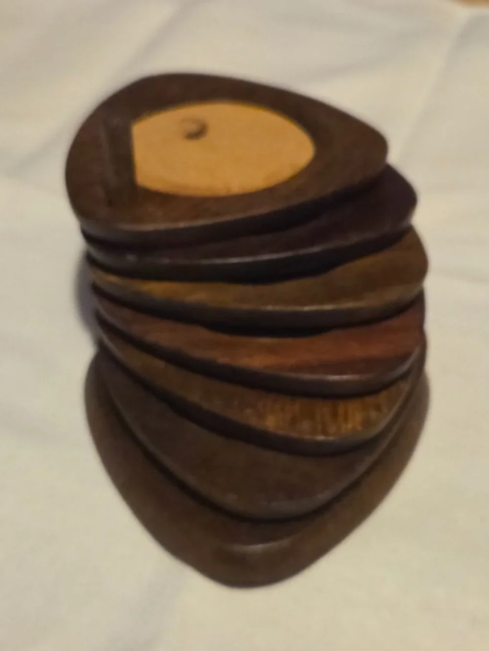7 Piece Mid Century Wooden Teardrop Coaster Set
